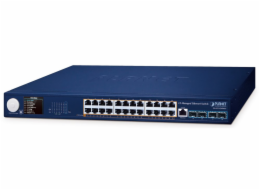 Planet GS-6311-24P4XV L3 switch, 24x1Gb, 4x10Gb SFP+, 24x PoE 802.3at 370W, 0~50°C , QoS, Smart LCD