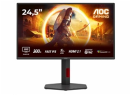 AOC LCD herní Q25G4SR 24,5" IPS/2560x1440@300Hz/0,3ms/400cd/2xHDMI/DP/Repro/Pivot/HAS/VESA