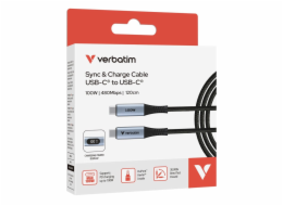 Verbatim USB-C->C kabel Sync & Charge s ukazatelem napájení 100W černý