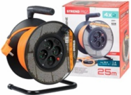 Strend Pro DG-FB04 buben 25m plast 4xzas. 3x1,5mm oranžová (213053)