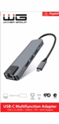 WG - HUB Type-C  4 v1, HDMI + RJ45 + USB3.0, hliníkový
