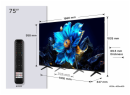 TCL P79K 75P79K televizor 190,5 cm (75") 4K Ultra HD Smart TV Wi-Fi Metalická 450 cd/m2