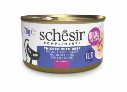 SCHESIR Chicken with beef in broth - mokré krmivo pro kočky - 70g