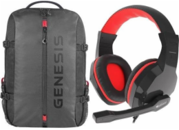 Batoh Genesis PALLAD 410 15.6 (NBG-1947) + červená sluchátka Genesis Argon 110 (NSG-1437)