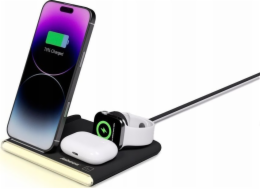 Jabees PowerGlow 4v1 QI nabíječka pro telefon Smartwatch Sluchátka LED lampa / černá
