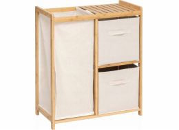 Bambusová police s košem a nádobami na prádlo TIDY BOX, 66 x 33,3 x 78,5 cm
