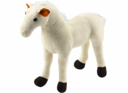 LeanToys Plyšový kůň, maskot, plyšová hračka, bílý 40 cm x 37 cm, LEAN Toys