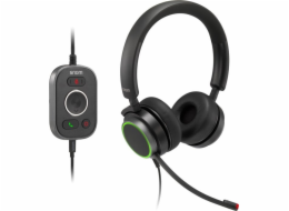 Snom Sluchátka Snom A330D, kabelová, s náhlavním mostem, kancelář/call centrum, USB typu A, černá