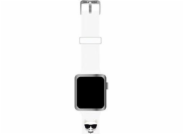 Karl Lagerfeld Řemínek KLAWMSLCW pro Apple Watch 4/5/6/7/SE 40/41mm bílý/bílý řemínek se silikonovými hlavicemi Choupette