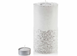 Affek Design SVÍČKA LATERNA VÁLCOVÁ 120X240 DIAMOND BÍLÉ STŘÍBRNÉ KRYSTALY