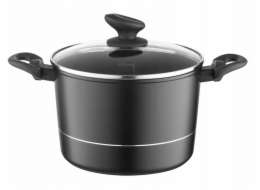 Florina DELUXNÍ HRNEC 24 CM 6,2 L. S VÍKEM, VYSOKÝ, INDIVIDUÁLNÍ. od MG (ČERNÁ, NEPŘILNAVÝ POVLAK, ČERNÁ RUKOJEŤ)