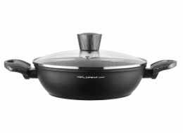 Florina BONO HRNEC 24 CM 2,5L. S VÍKEM, NÍZKÉ, INDIVIDUÁLNÍ. od MG (ČERNÁ, POVLAK S IDEÁLNÍM KAMENEM, ČERNÁ RUKOJEŤ)