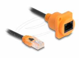 Delock - Sítový prodlužovací kabel - RJ-45 (M) do RJ-45 (F) typ D - 30 cm - 5.5 mm - UTP - CAT 5e - oranžová/cerná