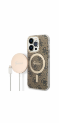 Hádej Case Case + Wireless Charger Gubpp14lh4eacsw Apple iPhone 14 Pro Brown/Brown Hard Case 4G Print Magsafe