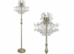 Mdeco Stojací lampa ELM6248/4F 21QG+TR Skleněné SVÍTIDLO MDECO s krystaly, stojací, mosazná, průhledná