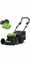 Greenworks Akumulátorová sekačka na trávu 2x24V s pohonem 46 cm, dvojitá nabíječka G24X2LM46SPK4X + 2 baterie 4Ah