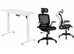 Mozos Desk Mozos ED PRO WH Desk bílý 120 cm x 60 cm + Ergo-C černá kancelářská židle