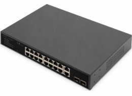 Digitus Přepínač DIGITUS Přepínač 16+2portový 2gigabitový SFP PoE černý