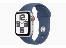 Apple Watch SE GPS + Cellular 44mm Silver Aluminium Case with Denim Sport Band - S/M