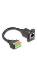 Delock - Sítový kabel - RJ-45 (F) do 8 kolíková svorkovnice - 30 cm - 2.8 mm - CAT 5e - tlacítko - cerná