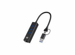 Conceptronic DONN07BA 3-Port-USB-Hub mit Gigabit-Netz