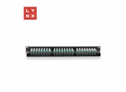 LYNX 19" patch panel  48-port, UTP Cat5e, 50µ, nestíněný, černý
