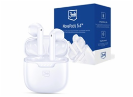 3mk bezdrátová stereo sluchátka MovePods 5.4, stereo, nabíjecí pouzdro, bílá
