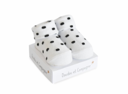 Doudou Ponožky univerzální 0-6 měs. 1 pár bílá s puntíky