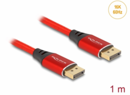 Delock DisplayPort kabel 16K 60 Hz 1 m červený kovový