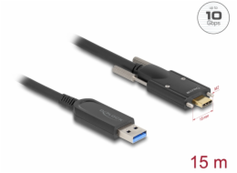 Delock Aktivní optický kabel USB 10 Gbps-A samec na USB Type-C™ samec se šrouby po stranách 15 m