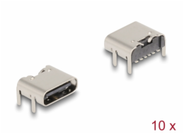 Delock 6-pinový SMD konektor USB 5 Gbps USB Type-C™, zásuvkový, k montáži pájením, pravoúhlý 90°, 10 ks