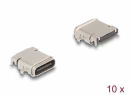 Delock 24-pinový SMD konektor USB 5 Gbps USB Type-C™, zásuvkový, k montáži pájením, vodotěsný, 10 ks