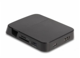 Delock Dokovací stanice na chytré telefony s rozlišením 4K a s integrovaným držákem — HDMI, USB, Hub, SD a Micro SD