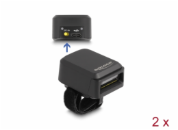 Delock Prstencová čtečka 1D a 2D čárových kódů s rozhraním 2,4 GHz nebo Bluetooth (2 ks) + nabíjecí stanice