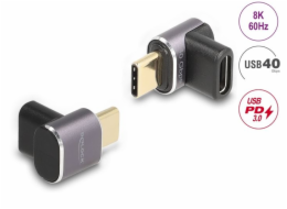 Delock&nbsp;USB&nbsp;Adaptér&nbsp;40&nbsp;Gbps&nbsp;USB&nbsp;Type-C™&nbsp;PD&nbsp;3.0&nbsp;100&nbsp;W&nbsp;samec&nbsp;na&nbsp;samice&nbsp;pravoúhlý&nbsp;8K&nbsp;60&nbsp;Hz&nbsp;kovová&nbsp;kompaktní