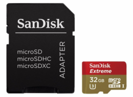 SanDisk microSDHC 32 GB Extreme, 90MB/s, UHS-I, class 10/U3 + adaptér, pro akční kamery