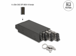 Delock Mobilní přihrádka s úzkou zásuvkou pro 4 x SSD M.2 NVMe s konektorem Slim SAS SFF-8654