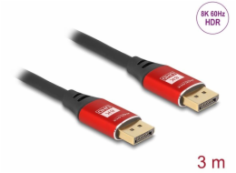 Delock DisplayPort kabel 8K 60 Hz 3 m červený kovový
