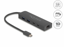 Delock 10 Gbps USB rozbočovač s portem 2,5 Gigabit LAN a PD 85 W