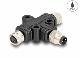 Delock&nbsp;T-dělič&nbsp;M8,&nbsp;A-kódovaný,&nbsp;z&nbsp;4&nbsp;pinového&nbsp;1&nbsp;x&nbsp;zástrčkového&nbsp;konektoru&nbsp;na&nbsp;2&nbsp;x&nbsp;samice&nbsp;paralelní&nbsp;spojení