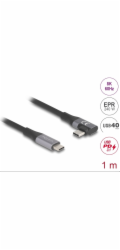Delock Kabel USB 40 Gbps, pravoúhlý levý / pravý USB PD 3.1 Extended Power Range 240 W 1 m