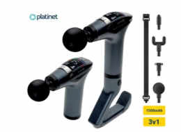 PLATINET MASÁŽNÍ PISTOLE 1500 mAh, 2400-3200 otáček za minutu, 4 nástavce, pás