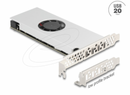 Delock karta PCI Express x16 se 4 x porty USB 20 Gbps USB Type-C™, s ventilátorem, chladičem, Low profile 