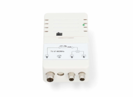 NEDIS zesilovač CATV/ maximální zesílení 25 dB/ 47 - 694 MHz/ 2 výstupy/ konektor IEC/ bílý