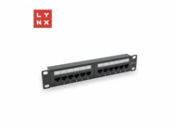 LYNX 10" patch panel 12-port, UTP Cat6, 50µ, nestíněný, černý LYNX 10" patch panel 12-port, UTP Cat6, 50µ, nestíněný, černý