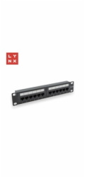LYNX 10" patch panel 12-port, UTP Cat5e, 50µ, nestíněný, černý