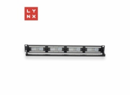 LYNX 19" patch panel 24-port, UTP Cat5e, 50µ, nestíněný, černý