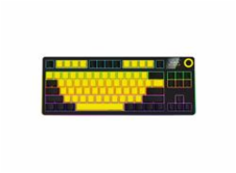 LORGAR Klávesnice KBP70TKLW, TKL mechanická, 75%, bezdrátová herní, černá/žlutá, CS