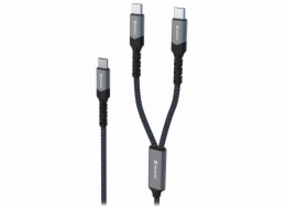 Swissten nabíjecí kabel 2v1 100w USB-C / 2x USB-C 1,5 m černý