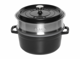 Staub La Cocotte 24cm rund, mit Dämpfeinsatz, schwarz